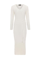Antioch-Ekru Kadın Fitilli Midi Triko Elbise-Elbise-8-Milagron.com