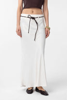 Antioch-Ekru Kemerli Saten Uzun Kadın Etek-Etek-1-Milagron.com