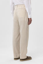 Antioch-Ekru Keten Karışımlı Erkek Baggy Pantolon-Kumaş Pantolon-4-Milagron.com