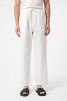 Antioch-Ekru Keten Karışımlı Jogger Erkek Pantolon-Kumaş Pantolon-1-Milagron.com