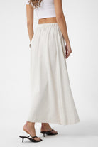 Antioch-Ekru Keten Karışımlı Kadın Uzun Etek-Etek-4-Milagron.com