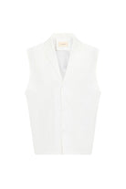 Antioch-Ekru Keten Karışımlı Kolsuz Erkek Gömlek-Gömlek-5-Milagron.com