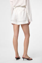 Antioch-Ekru Keten Karışımlı Şort Gömlek Kadın Takım-Alt - Üst Takım-8-Milagron.com