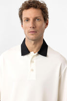 Antioch-Ekru Kontrast Yaka İnterlok Dokulu Erkek T Shirt-T-Shirt-4-Milagron.com