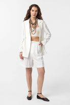 Antioch-Ekru Kruvaze Kadın Blazer Ceket-Blazer Ceket-3-Milagron.com