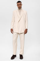 Antioch-Ekru Kruvaze Kapama Gizli Cep Erkek Blazer Ceket-Ceket-2-Milagron.com