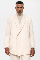 Antioch-Ekru Kruvaze Kapama Gizli Cep Erkek Blazer Ceket-Ceket-3-Milagron.com