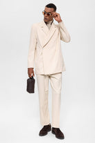 Antioch-Ekru Kruvaze Kapama Gizli Cep Erkek Blazer Ceket-Ceket-5-Milagron.com