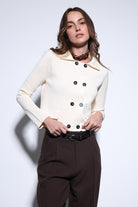 Antioch-Antioch Ekru Kruvaze Kapama Kadın Triko Hırka-Hırka-3-Milagron.com