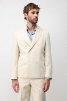 Antioch Ekru Kruvaze Relaxed Fit Erkek Blazer Ceket