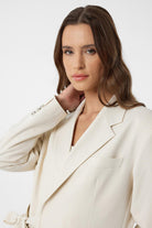 Antioch-Ekru Kuşaklı Kadın Blazer-Blazer Ceket-4-Milagron.com