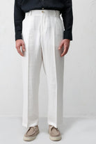 Antioch Ekru Lyocell Relaxed Fit Pileli Erkek Pantolon