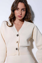 Antioch-Antioch Ekru Metal Düğme Kadın Triko Hırka-Hırka-5-Milagron.com