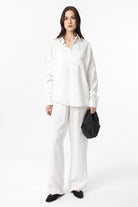 Antioch-Ekru Modal Kadın Gömlek Pantolon Takım-Alt - Üst Takım-1-Milagron.com