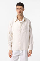Antioch-Ekru Modal Kumaş Relax Fit Erkek Gömlek-Gömlek-1-Milagron.com