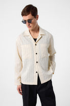 Antioch-Antioch Ekru Modal Kumaş çizgili Erkek Gömlek-Gömlek-3-Milagron.com