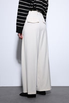 Antioch-Ekru Pileli Palazzo Kadın Pantolon-Kumaş Pantolon-6-Milagron.com