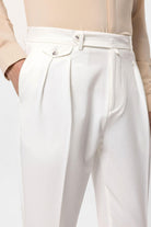 Antioch-Ekru Pileli Yüksek Bel Erkek Pantolon-Pantolon-4-Milagron.com