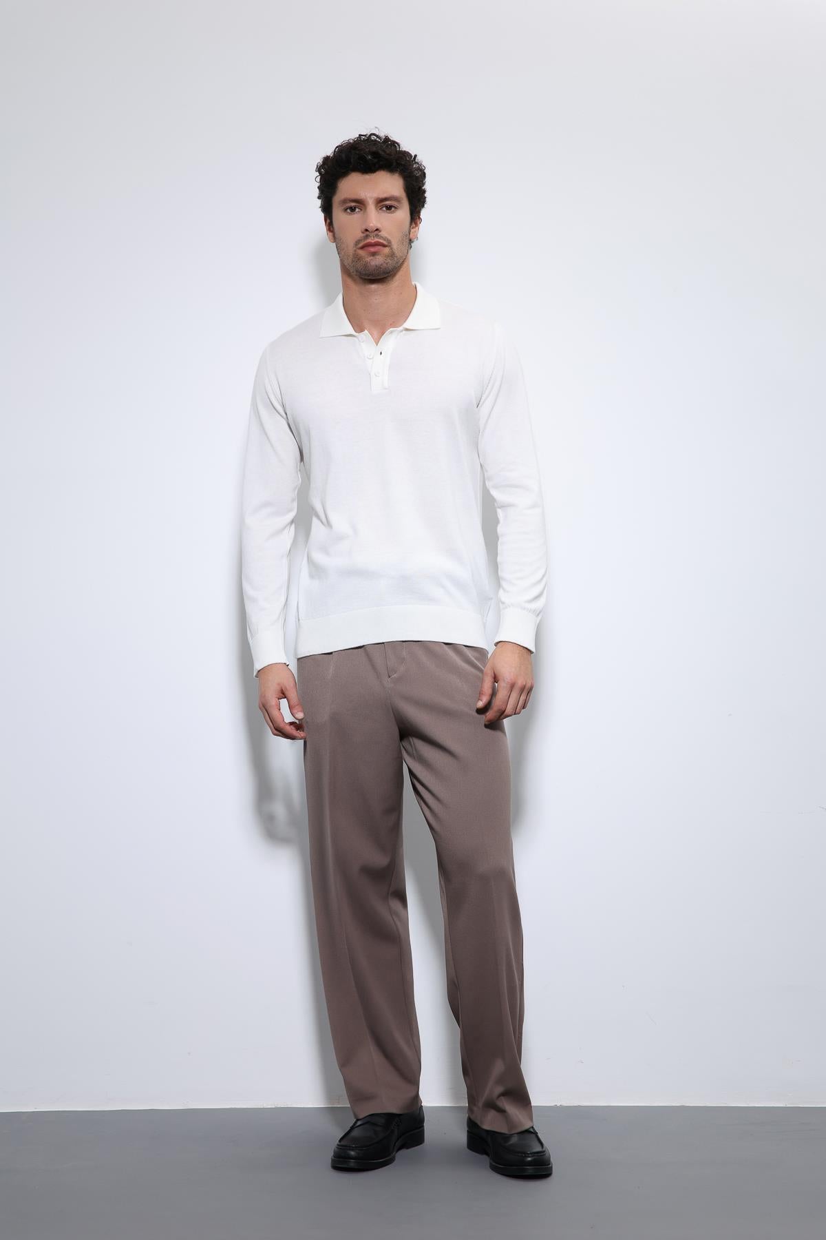 Antioch-Ekru Polo Yaka Erkek Kazak-Kazak-2-Milagron.com