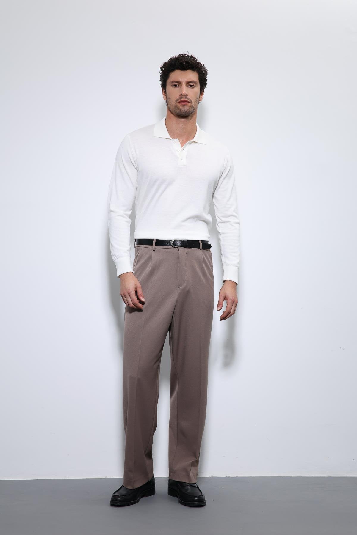 Antioch-Ekru Polo Yaka Erkek Kazak-Kazak-4-Milagron.com