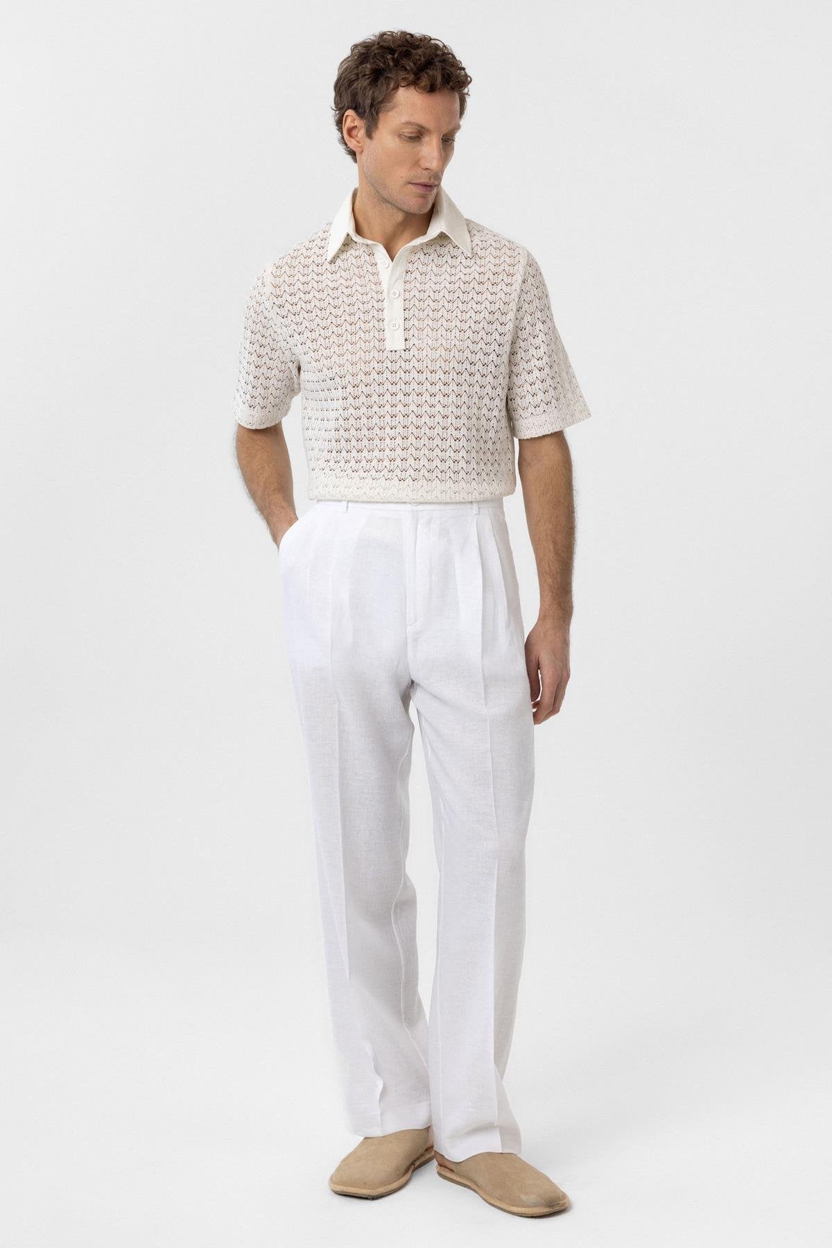 Antioch-Ekru Polo Yaka örgü Erkek T Shirt-T-Shirts-2-Milagron.com