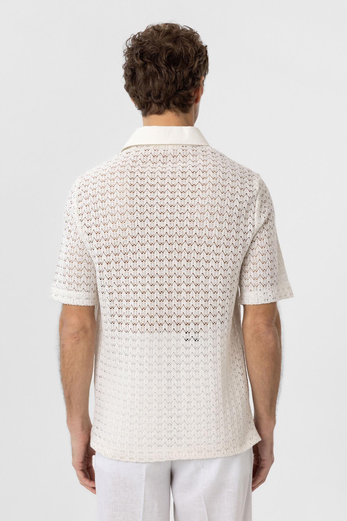 Antioch-Ekru Polo Yaka örgü Erkek T Shirt-T-Shirts-5-Milagron.com