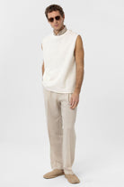 Antioch-Ekru Regular Fit Dokulu Erkek Kolsuz T Shirt-T-Shirts-2-Milagron.com