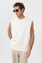 Antioch-Ekru Regular Fit Dokulu Erkek Kolsuz T Shirt-T-Shirts-4-Milagron.com