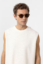 Antioch-Ekru Regular Fit Dokulu Erkek Kolsuz T Shirt-T-Shirts-5-Milagron.com