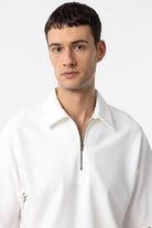 Antioch-Ekru Relax Fit Fermuarlı Polo Yaka Erkek T Shirt-T-Shirts-3-Milagron.com