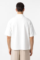 Antioch-Ekru Relax Fit Fermuarlı Polo Yaka Erkek T Shirt-T-Shirts-4-Milagron.com