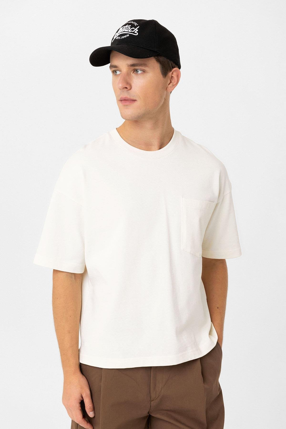 Antioch-Ekru Relaxed Basic Erkek T Shirt-T-Shirts-1-Milagron.com