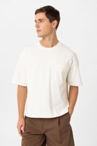 Antioch-Ekru Relaxed Basic Erkek T Shirt-T-Shirts-3-Milagron.com