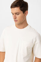 Antioch-Ekru Relaxed Basic Erkek T Shirt-T-Shirts-4-Milagron.com