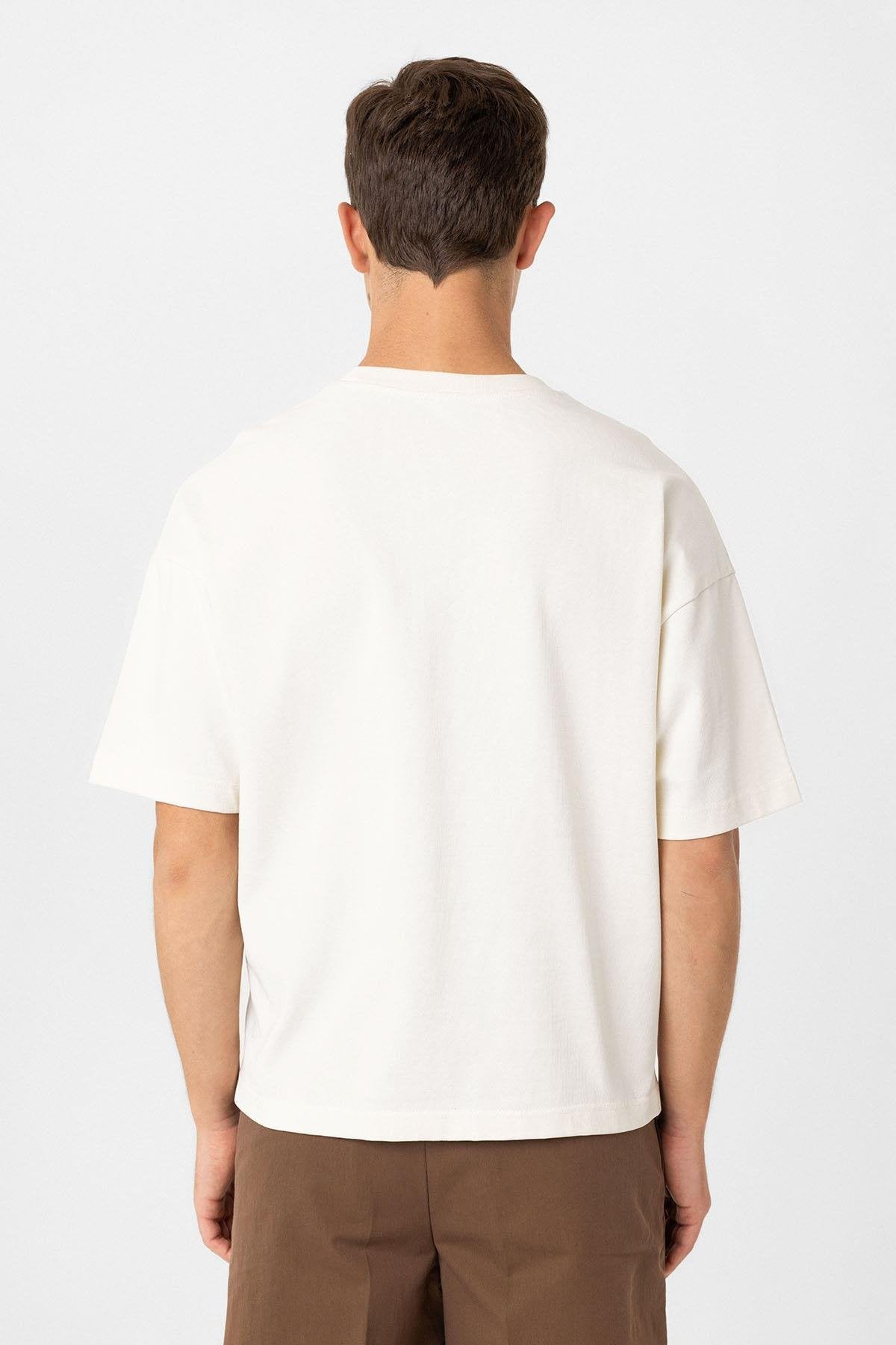 Antioch-Ekru Relaxed Basic Erkek T Shirt-T-Shirts-5-Milagron.com