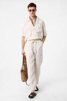 Antioch-Ekru Relaxed Erkek Jogger Pantolon-Kumaş Pantolon-2-Milagron.com