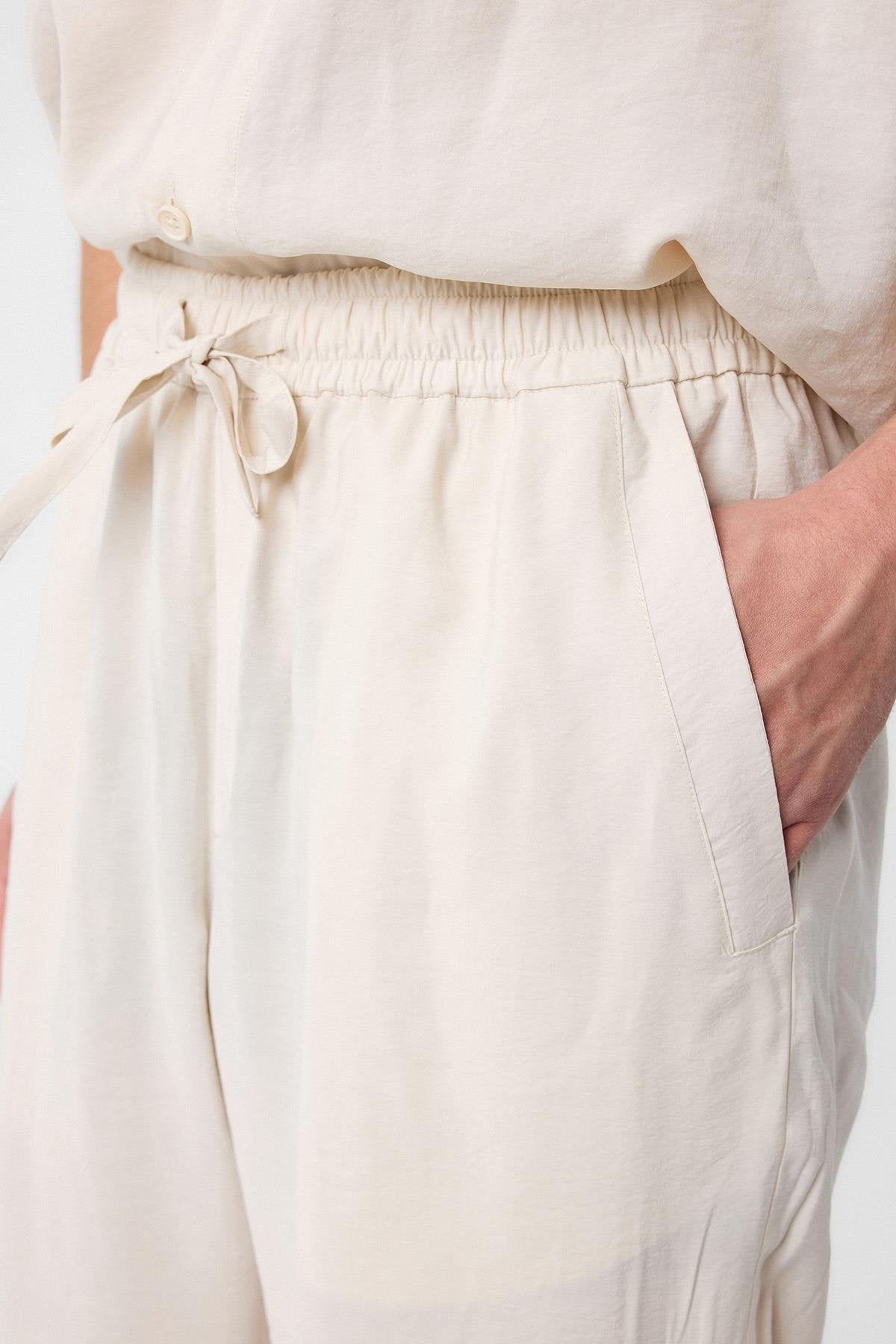 Antioch-Ekru Relaxed Erkek Jogger Pantolon-Kumaş Pantolon-3-Milagron.com