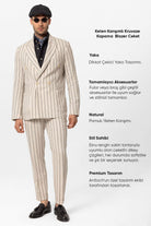 Antioch-Ekru Siyah Keten Karışımlı Kruvaze Kapama Erkek Blazer Ceket-Ceket-3-Milagron.com