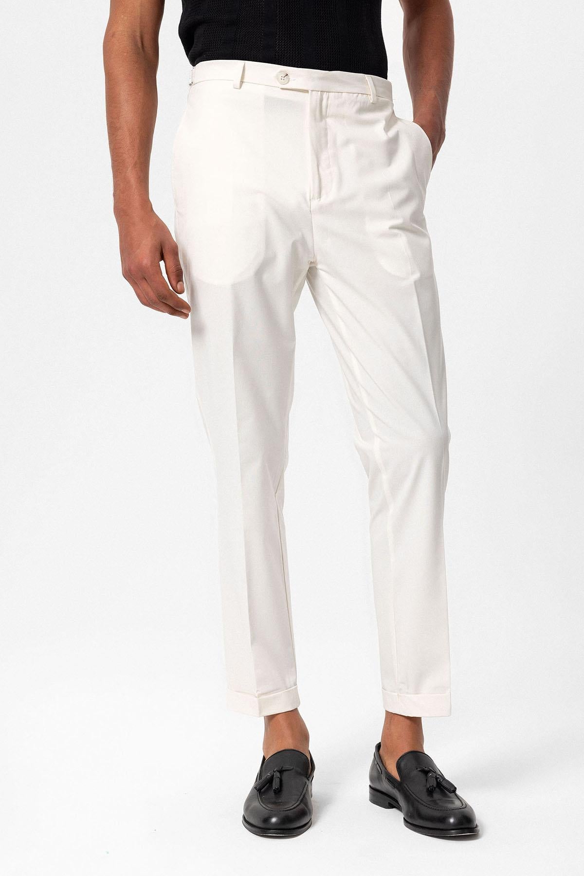 Antioch-Ekru Slim Fit Duble Paça Erkek Pantolon-Pantolon-1-Milagron.com