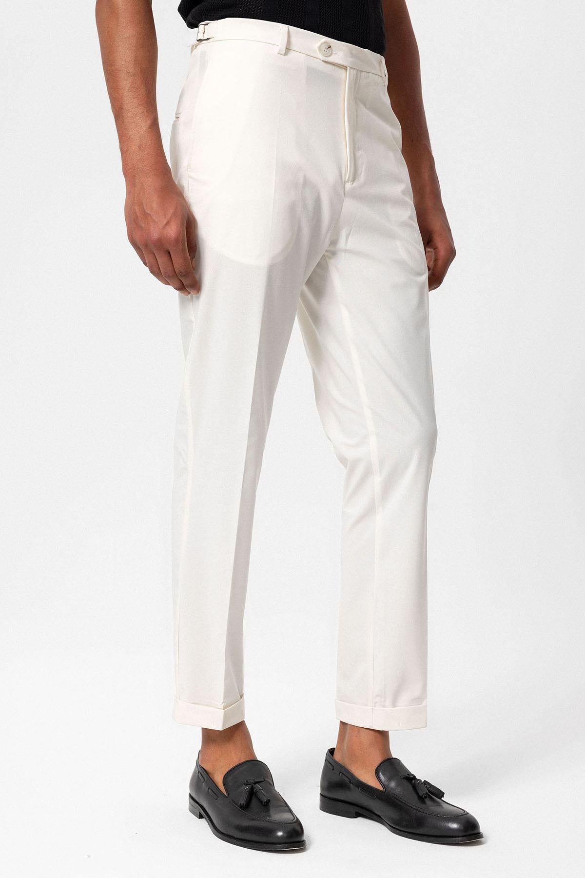 Antioch-Ekru Slim Fit Duble Paça Erkek Pantolon-Pantolon-2-Milagron.com