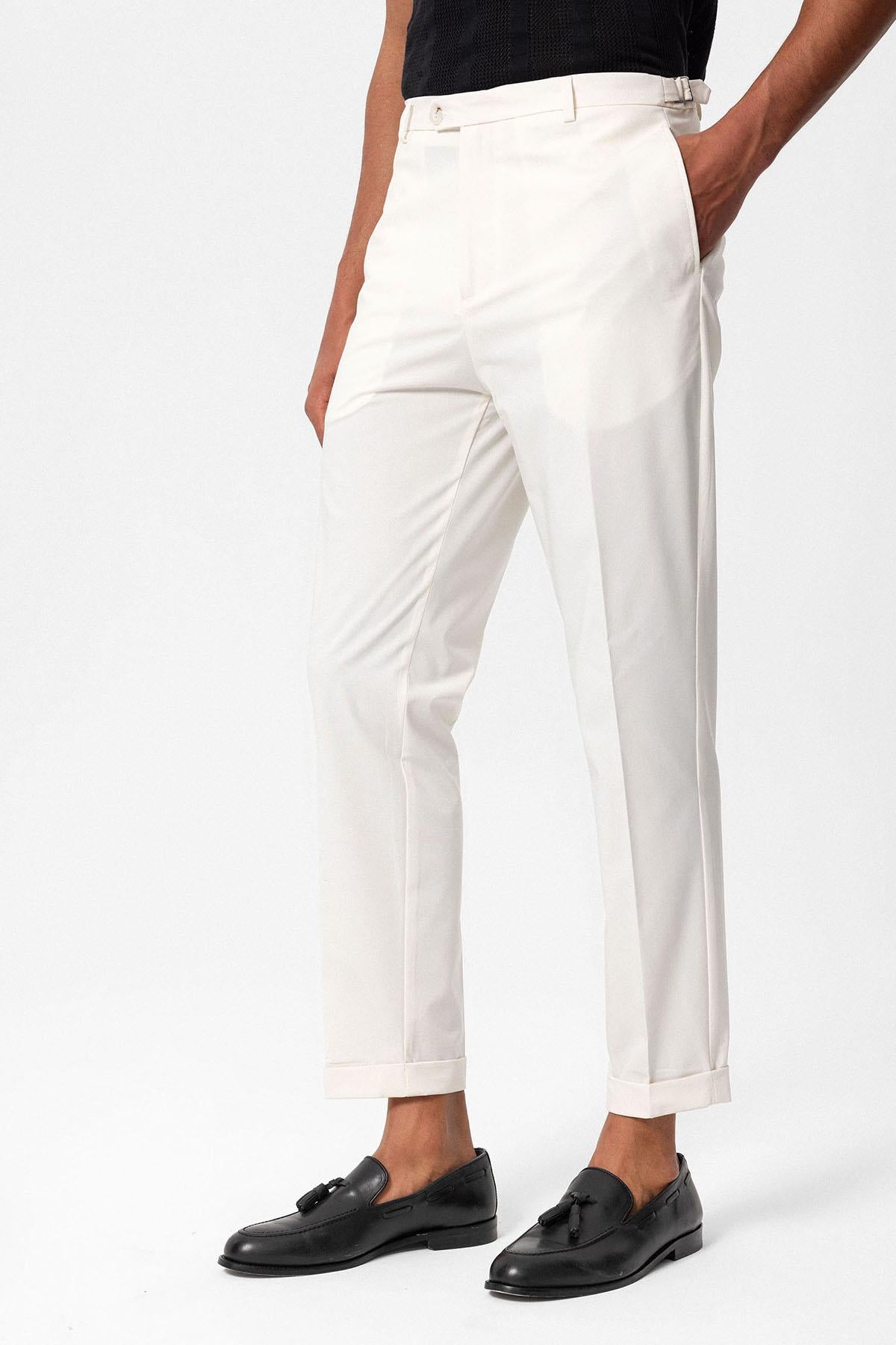 Antioch-Ekru Slim Fit Duble Paça Erkek Pantolon-Pantolon-3-Milagron.com
