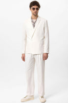 Antioch-Ekru Tek Düğme Kruvaze Kapama Erkek Blazer Ceket-Ceket-3-Milagron.com