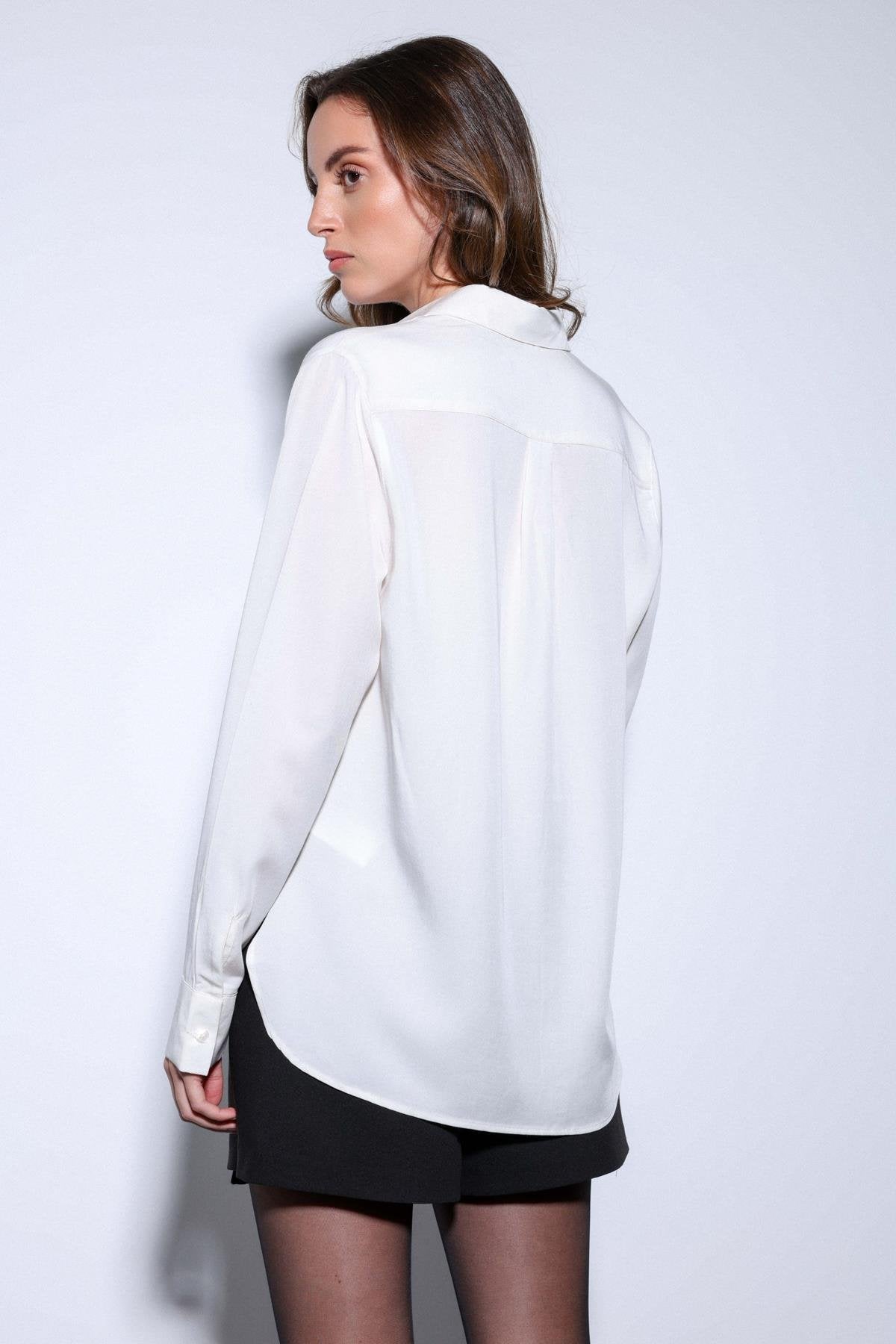 Antioch-Antioch Ekru Tensel Kadın Gömlek-Gömlek-7-Milagron.com