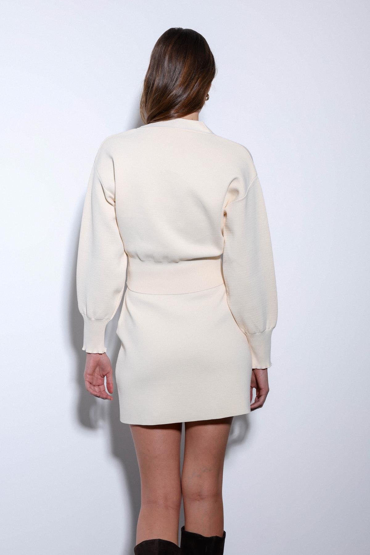 Antioch-Antioch Ekru Triko Kadın Mini Etek-Etek-7-Milagron.com