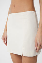 Antioch-Ekru Yırtmaçlı Kadın Mini Etek-Etek-3-Milagron.com