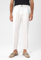Antioch-Ekru Yüksek Bel Kuşak Kapama Erkek Pantolon-Kumaş Pantolon-4-Milagron.com