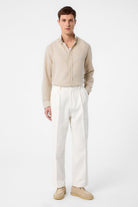 Antioch-Ekru Yüksek Bel Pamuklu Erkek Pantolon-Kumaş Pantolon-3-Milagron.com