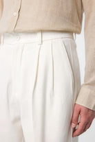 Antioch-Ekru Yüksek Bel Pamuklu Erkek Pantolon-Kumaş Pantolon-4-Milagron.com