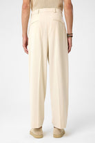 Antioch-Ekru Yüksel Bel Relax Fit Pileli Erkek Pantolon-Kumaş Pantolon-5-Milagron.com