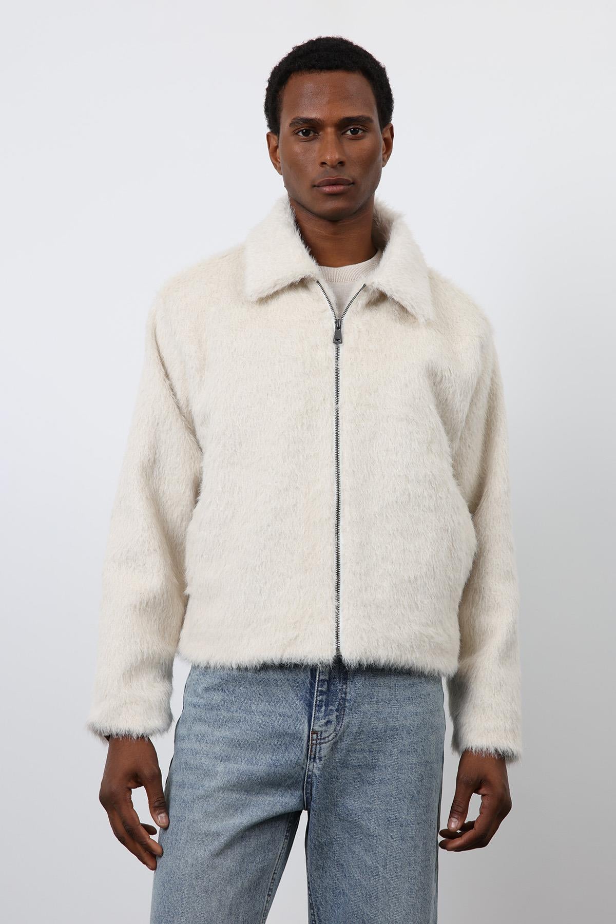 Antioch-Ekru Yumuşak Dokulu Erkek Mont-Mont-5-Milagron.com